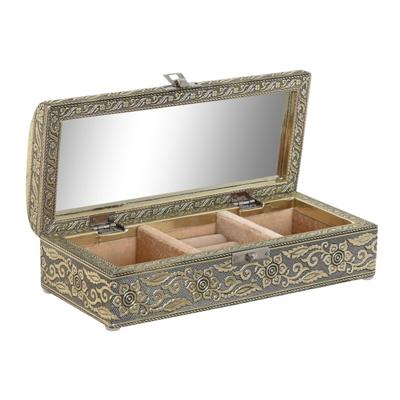 Sieradenkistje Emirates - 22 x 10 x 6 cm - Champagne - Juwelenkistje met deksel - 3-vaks Sieradenkistje Emirates - 22 x 10 x 6 cm - Champagne - Juwelenkistje met deksel - 3-vaks