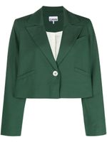 GANNI blazer crop à simple boutonnage - Vert