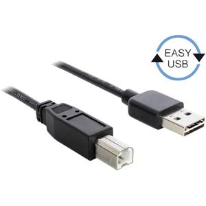 Delock USB-kabel USB 2.0 USB-A stekker, USB-B stekker 3.00 m Zwart Stekker past op beide manieren, Vergulde steekcontacten, UL gecertificeerd 83360