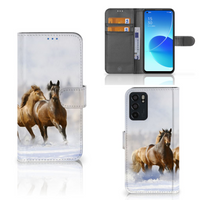 OPPO Reno6 5G Telefoonhoesje met Pasjes Paarden - thumbnail