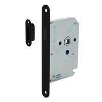 INTERSTEEL Woningbouw magneet slot, voorplaat afgerond zwart, 20x175, doorn 50mm incl. sluitplaat/kom | Mtools