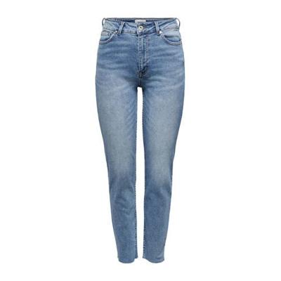 ONLY cropped straight fit jeans ONLERICA light blue denim
