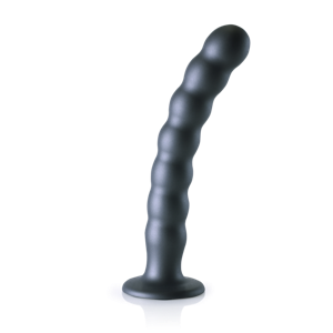 Ouch! by Shots Beaded Silicone G-Spot Dildo - 8'' / 20,5 cm - Gunmetal