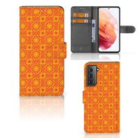 Samsung Galaxy S21 Telefoon Hoesje Batik Oranje - thumbnail