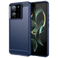 Xiaomi 13T/13T Pro Geborsteld TPU Hoesje - Koolstofvezel - Blauw