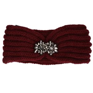 Gebreide winter hoofdband bordeaux rood voor dames