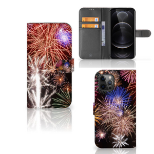 Apple iPhone 12 Pro Max Wallet Case met Pasjes Vuurwerk