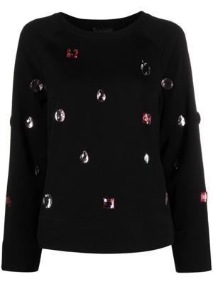 Emporio Armani Sweater verfraaid met edelstenen - Zwart