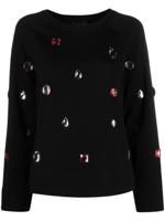 Emporio Armani Sweater verfraaid met edelstenen - Zwart