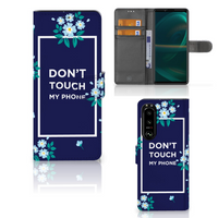 Sony Xperia 5III Portemonnee Hoesje Flowers Blue DTMP - thumbnail