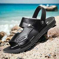 Voor heren Sandalen Leren sandalen Grote maten Slingback Sandalen Wandelen Strandstijl Dagelijks Leer PU waterdicht Ademend Draag het bewijs Leegloper Donker Bruin Zwart Zomer Lightinthebox - thumbnail