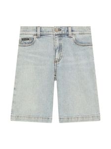 Dolce & Gabbana Kids logo-print denim Bermuda shorts - Bleu