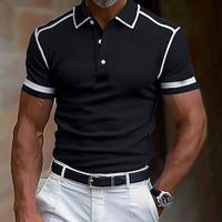 Voor heren Zakelijk poloshirt golfpolo Werk Casual Revers Klassiek Korte mouw Basic Modern Kleurenblok Lapwerk nappi Lente zomer Normale pasvorm Marine Zwart Bordeaux Zakelijk poloshirt Lightinthebox