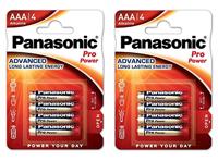 Panasonic LR03 batterijen 4+4 Pro-Power, Micro AAA, LR03PAN4+4ALKPOWER