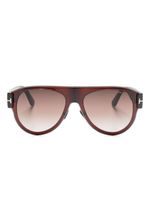 TOM FORD Eyewear lunettes de soleil pilote à plaque logo - Noir