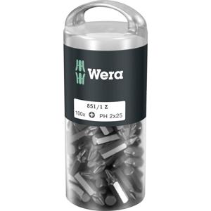 Wera 851/1 Z DIY 100 SiS 851/1 Z (100xPH2/25) DIY Box Recess-Bits Kruis-bit PH 2 Gereedschapsstaal Gelegeerd, Taai D 6.3 100 stuk(s)