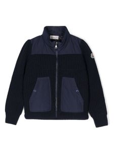 Moncler Enfant cardigan matelassé à fermeture zippée - Bleu