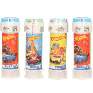 4x Hot Wheels race autos bellenblaas flesjes met bal spelletje in dop 60 ml voor kinderen