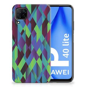 Huawei P40 Lite TPU Hoesje Abstract Green Blue