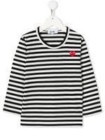 Comme Des Garçons Play Kids top rayé à logo - Blanc