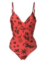 Lygia & Nanny maillot de bain Bianca imprimé à détail torsadé - Marron