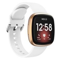 By Qubix - Compatible met Fitbit Versa 3 & 4 / Sense 1 & 2 - Siliconen bandje - Wit - Compatible fitbit bandje