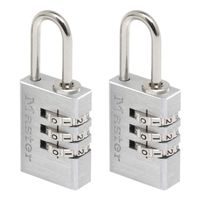 Masterlock 2 x 20mm - solid aluminium body with brushed metal finish - 21mm chrom - 7620EURT - thumbnail