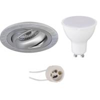 LED Spot Set - Aigi - Pragmi Alpin Pro - GU10 Fitting - Inbouw Rond - Mat Zilver - 6W - Helder/Koud Wit 6400K -