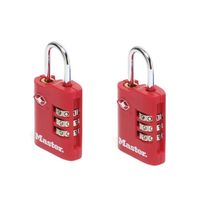 Masterlock 2 x 30mm - zinc body - 20mm steel shackle, 3mm diam. - 3-digit resetta - 4686EURT