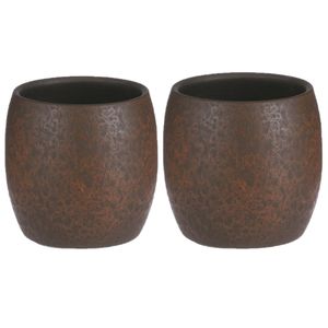 Mica Decorations Bloempot/plantenpot - 2x - roest/terracotta bruin - voor kamerplant - H18 x D20 cm