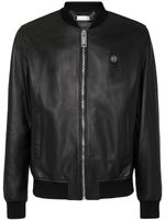 Philipp Plein veste bomber Billy en cuir - Noir - thumbnail