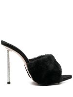 Le Silla mules Bella en fourrure artificielle 105 mm - Noir