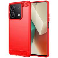 Xiaomi Redmi Note 13 Geborsteld TPU Hoesje - Koolstofvezel - Rood