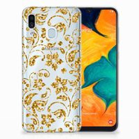 Samsung Galaxy A30 TPU Case Gouden Bloemen - thumbnail