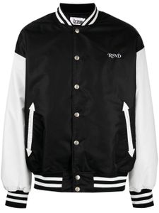 izzue veste bomber en satin à texte brodé - Noir