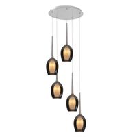 Belle 5 lichts smoke hanglamp