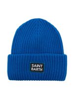 MC2 Saint Barth Kids bonnet nervuré à patch logo - Bleu - thumbnail