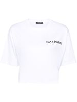 Balmain t-shirt crop à logo appliqué - Blanc - thumbnail