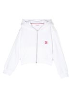 HUGO KIDS hoodie zippé à logo imprimé - Blanc