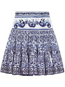 Dolce & Gabbana Kids jupe en popeline à imprimé Majolica - Bleu