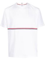 Thom Browne t-shirt à bande tricolore - Blanc