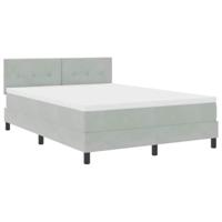 vidaXL Boxspring Bed met Matras & LED Lichtgrijs 160x200 cm Fluweel