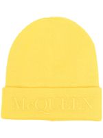 Alexander McQueen bonnet en cachemire à logo brodé - Jaune