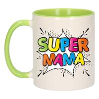 Bellatio Decorations Cadeau koffie/thee mok voor mama - groen - super mama - 300 ml - Moederdag   -