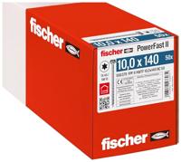 fischer PowerFast II HWTF 10,0 x 140, krachtige houtbouwschroef met zeskantkop, binnenster-opname en volledige schroefdraad, voor constructieve houtbouw, 50 stuks.