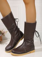 Comfortable Soft Lightweight Lace Up Chunky Heel Boots Footwear - thumbnail