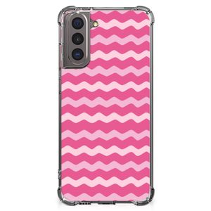 Samsung Galaxy S21 Doorzichtige Silicone Hoesje Waves Pink