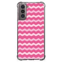 Samsung Galaxy S21 Doorzichtige Silicone Hoesje Waves Pink