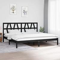 vidaXL Bedframe massief grenenhout zwart 200x200 cm, tweepersoonsbed, bedombouw, frame, bed, dubbel bed, bed frame, ledikant, houten bedframe