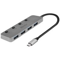 LINDY 43383 USB-C (USB 3.2 Gen 2) multiport hub 4 poorten Grijs - thumbnail